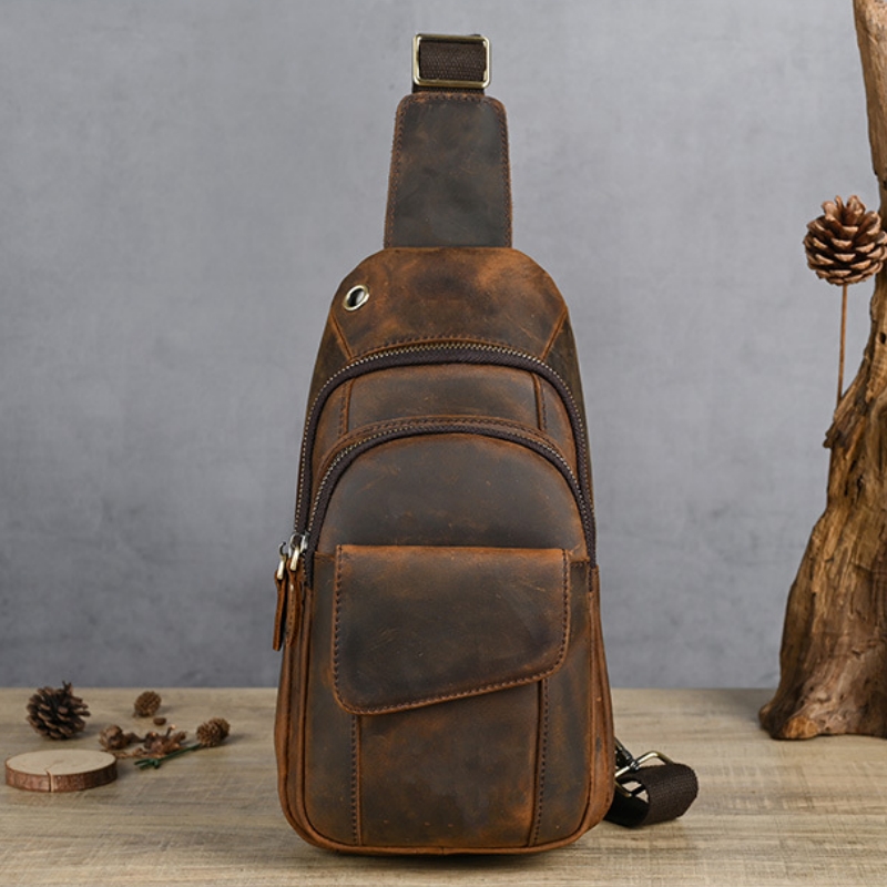 Saddle Bag Leather - Designer Luxury Multifunction Men Chest Bag
