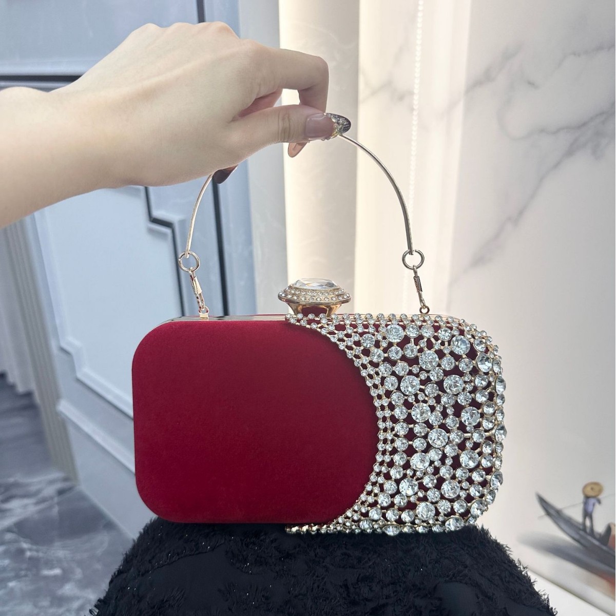 Women'S Evening Bags - Retro Diamond Embedded Evening Clutch Bag