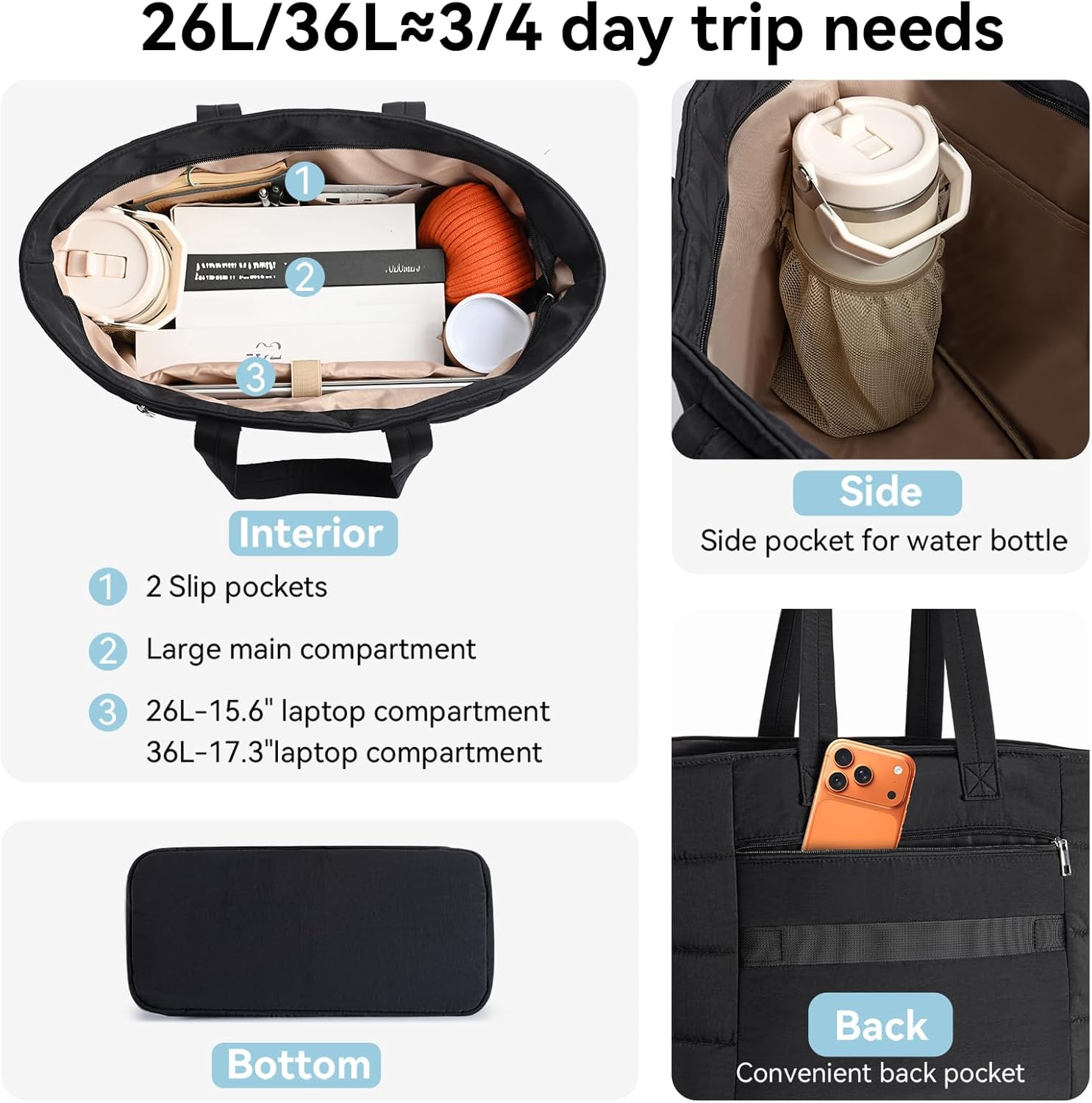 Puffer Tote Bag for Women, Lig - đánh giá và giá Women Bags Work