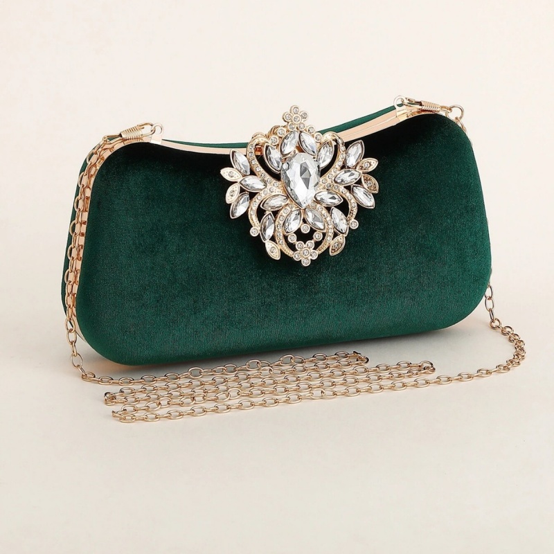 Dark Green Velvet Clutch Bag L - đánh giá và giá Women'S Evening Bags